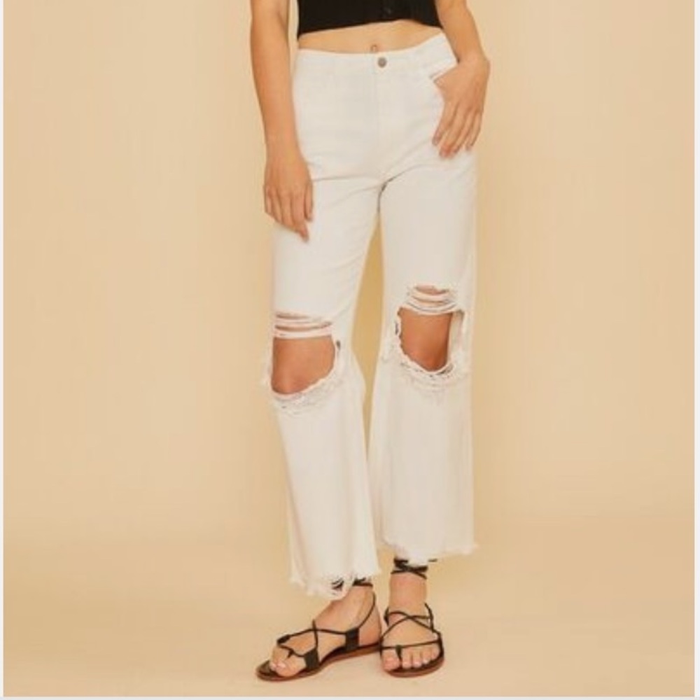 Annie‎ Wear Distressed Raw Hem  Wide-Leg Women’s Jeans Size XL
